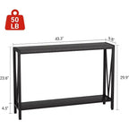 Table Console Industrielle Acekool avec Conception en V, Table d'Entrée/Canapé à 2 Niveaux pour Salon et Couloir, Rangement Peu Encombrant