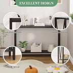 Table Console Industrielle Acekool avec Conception en V, Table d'Entrée/Canapé à 2 Niveaux pour Salon et Couloir, Rangement Peu Encombrant