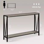 Table Console Industrielle Acekool avec Conception en V, Table d'Entrée/Canapé à 2 Niveaux pour Salon et Couloir, Rangement Peu Encombrant