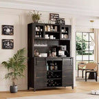 Acekool 70'' Meuble Bar à Café de Ferme, Buffet de Cuisine avec Porte Coulissante Grange, Vaisselier avec Casier à Vin et Range-Verres