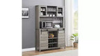 Acekool 70'' Meuble Bar à Café de Ferme, Buffet de Cuisine avec Porte Coulissante Grange, Vaisselier avec Casier à Vin et Range-Verres
