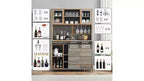 Acekool 70'' Meuble Bar à Café de Ferme, Buffet de Cuisine avec Porte Coulissante Grange, Vaisselier avec Casier à Vin et Range-Verres