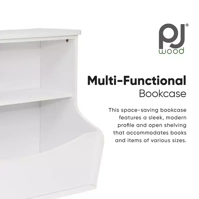 Bibliothèque multifonctionnelle PJ Wood, rangez ou exposez des livres de différentes tailles, organisateur de rayonnage en bois sur pied pour la maison ou le bureau, blanc