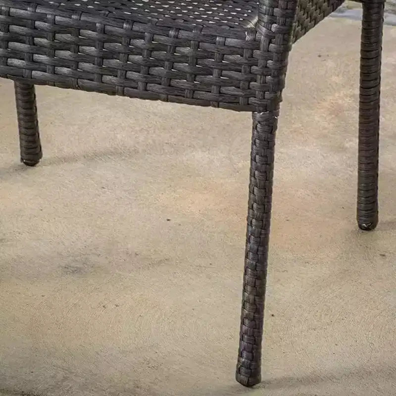 Chaise empilable MAYEERTY en osier PE gris 1 pièce gain de place résistante aux intempéries pour terrasse ou jardin