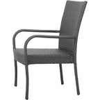 Chaise empilable MAYEERTY en osier PE gris 1 pièce gain de place résistante aux intempéries pour terrasse ou jardin