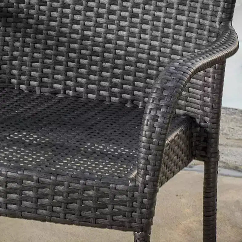 Chaise empilable MAYEERTY en osier PE gris 1 pièce gain de place résistante aux intempéries pour terrasse ou jardin