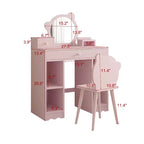 Coiffeuse pour enfants, ensemble coiffeuse et tabouret de princesse 2 en 1, miroir et tabouret en forme d'ours, coiffeuse pour enfants pour salle de jeux et chambre à coucher