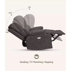 Fauteuil inclinable électrique surdimensionné avec massage, fauteuil inclinable pivotant en cuir PU avec télécommande et porte-gobelets, pour salon, chambre à coucher, chambre d'enfant