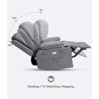 Fauteuil inclinable électrique surdimensionné avec massage, fauteuil inclinable pivotant en cuir PU avec télécommande et porte-gobelets, pour salon, chambre à coucher, chambre d'enfant