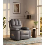 Fauteuil inclinable électrique surdimensionné avec massage, fauteuil inclinable pivotant en cuir PU avec télécommande et porte-gobelets, pour salon, chambre à coucher, chambre d'enfant