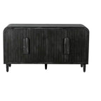Buffet de ferme noir antique avec rangement incurvé