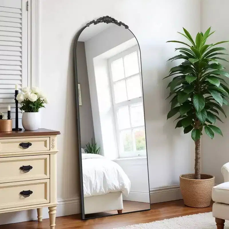 Wooden Right-Angled Arch Full-Length Mirror