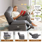 Fauteuil inclinable pour adultes, fauteuil inclinable électrique en cuir PU, pivotant à 270 degrés avec poche latérale, canapé de massage moderne pour salon ou chambre à coucher