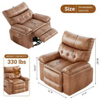 Fauteuil inclinable pour adultes, fauteuil inclinable électrique en cuir PU, pivotant à 270 degrés avec poche latérale, canapé de massage moderne pour salon ou chambre à coucher