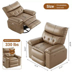 Fauteuil inclinable pour adultes, fauteuil inclinable électrique en cuir PU, pivotant à 270 degrés avec poche latérale, canapé de massage moderne pour salon ou chambre à coucher