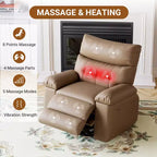 Fauteuil inclinable pour adultes, fauteuil inclinable électrique en cuir PU, pivotant à 270 degrés avec poche latérale, canapé de massage moderne pour salon ou chambre à coucher