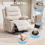 Fauteuil inclinable en cuir pour chambre à coucher, fauteuil inclinable manuel surdimensionné, fauteuil à bascule pivotant à 360° avec porte-gobelet