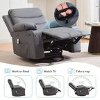 Fauteuil inclinable en cuir pour chambre à coucher, fauteuil inclinable manuel surdimensionné, fauteuil à bascule pivotant à 360° avec porte-gobelet