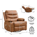 Fauteuil inclinable en cuir pour chambre à coucher, fauteuil inclinable manuel surdimensionné, fauteuil à bascule pivotant à 360° avec porte-gobelet