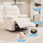 Fauteuil inclinable en cuir pour chambre à coucher, fauteuil inclinable manuel surdimensionné, fauteuil à bascule pivotant à 360° avec porte-gobelet