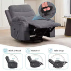 Fauteuil inclinable en cuir pour chambre à coucher, fauteuil inclinable manuel surdimensionné, fauteuil à bascule pivotant à 360° avec porte-gobelet