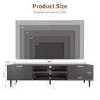 Meuble TV noir GustoWave pour téléviseurs jusqu'à 75 pouces, meuble de divertissement avec grands placards de rangement pour chambre à coucher, bureau