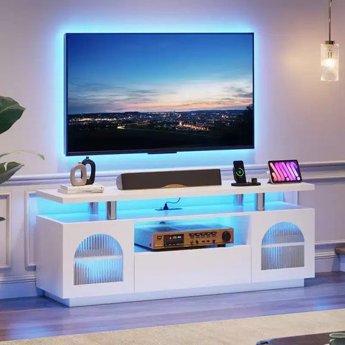 59 Modern TV Stand - Compact Media Console, Multi-Functional Entertainment Center for Living Room