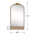PexFix Miroir mural marron avec cadre en bois sculpté classique en arche, base en rotin, 94 cm L x 180 cm H