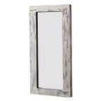 PexFix Miroir de ferme rectangulaire pleine longueur à cadre en bois massif de 31 po l. x 71 po H, à poser, blanc vieilli