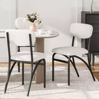 Chaises de salle à manger Acekool Boucle (lot de 2/4) avec dossier arqué de style milieu du siècle et pieds en métal, chaises d'appoint rembourrées pour cuisine et salon