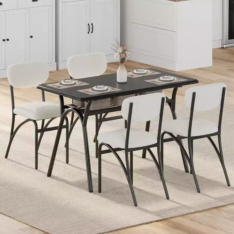 Chaises de salle à manger Acekool Boucle (lot de 2/4) avec dossier arqué de style milieu du siècle et pieds en métal, chaises d'appoint rembourrées pour cuisine et salon