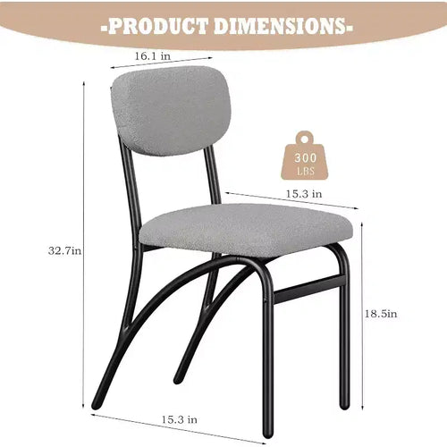 Chaises de salle à manger Acekool Boucle (lot de 2/4) avec dossier arqué de style milieu du siècle et pieds en métal, chaises d'appoint rembourrées pour cuisine et salon