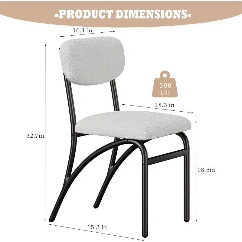 Chaises de salle à manger Acekool Boucle (lot de 2/4) avec dossier arqué de style milieu du siècle et pieds en métal, chaises d'appoint rembourrées pour cuisine et salon