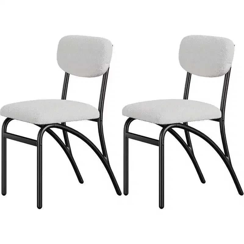 Chaises de salle à manger Acekool Boucle (lot de 2/4) avec dossier arqué de style milieu du siècle et pieds en métal, chaises d'appoint rembourrées pour cuisine et salon