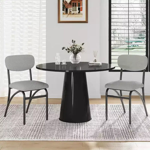 Acekool Boucle Dining Chairs Set of 2/4 with Mid-Century Arched Back and Metal Legs, Upholstered Accent Side Chairs for Kitchen & Living Room