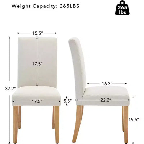 Acekool Chaises de salle à manger rembourrées lot de 2, pieds en bois, tissu lin, pour salle à manger et cuisine