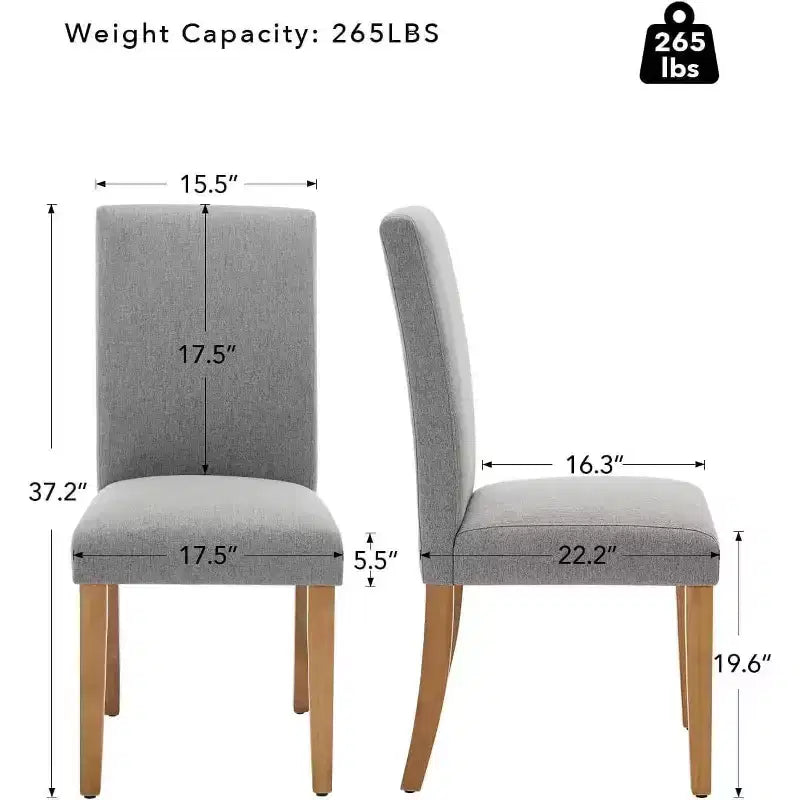 Acekool Chaises de salle à manger rembourrées lot de 2, pieds en bois, tissu lin, pour salle à manger et cuisine