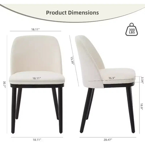 Acekool Chaises de salle à manger rembourrées, lot de 2, chaises d'appoint de cuisine modernes avec coussins épais, pieds en bois, beige ou marron