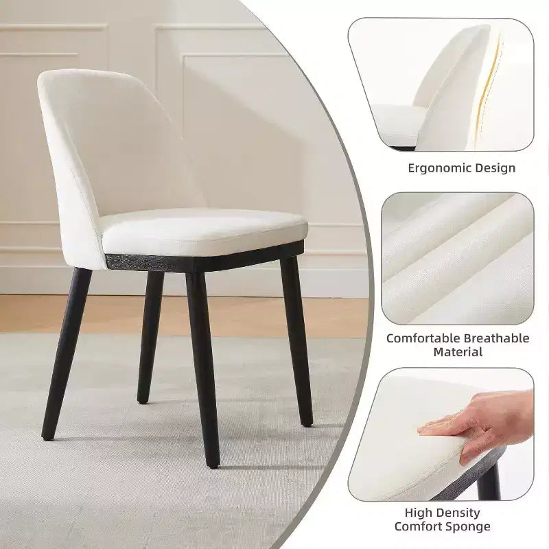 Acekool Chaises de salle à manger rembourrées, lot de 2, chaises d'appoint de cuisine modernes avec coussins épais, pieds en bois, beige ou marron