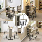 Ensemble table de bar 3 pièces Fulvari pour 2, petite table de salle à manger de cuisine avec 2 tabourets, ensemble table et chaises de bar hauteur comptoir avec tiroir de rangement