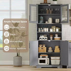 Meuble de garde-manger de cuisine, meuble de bar à café en bois avec 4 portes et 1 tiroir, meuble de rangement de ferme