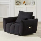 MAYEERTY Fauteuil de salon 36,8 pouces en tissu teddy, moderne, rembourré, noir, pour appartement, bureau, salon, chambre à coucher