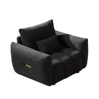 MAYEERTY Fauteuil de salon 36,8 pouces en tissu teddy, moderne, rembourré, noir, pour appartement, bureau, salon, chambre à coucher