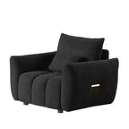 MAYEERTY Fauteuil de salon 36,8 pouces en tissu teddy, moderne, rembourré, noir, pour appartement, bureau, salon, chambre à coucher