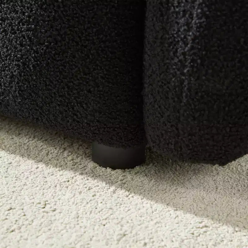 MAYEERTY Fauteuil de salon 36,8 pouces en tissu teddy, moderne, rembourré, noir, pour appartement, bureau, salon, chambre à coucher