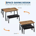 Ensemble table à rallonge 44 polyvalente, 3 pièces de mobilier convertible cuisine/salle à manger, design compact pour petits espaces, facile à assembler