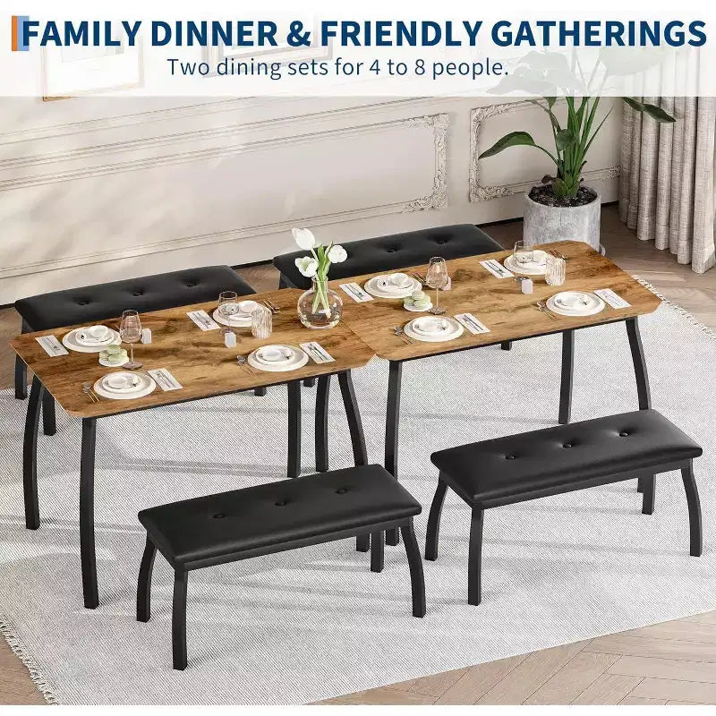 Ensemble table à rallonge 44 polyvalente, 3 pièces de mobilier convertible cuisine/salle à manger, design compact pour petits espaces, facile à assembler