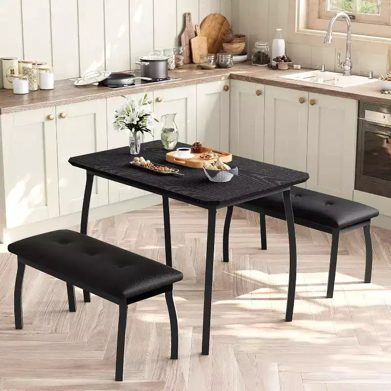 Ensemble table à rallonge 44 polyvalente, 3 pièces de mobilier convertible cuisine/salle à manger, design compact pour petits espaces, facile à assembler