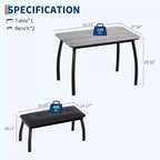 Ensemble table à rallonge 44 polyvalente, 3 pièces de mobilier convertible cuisine/salle à manger, design compact pour petits espaces, facile à assembler
