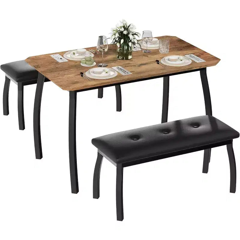 Ensemble table à rallonge 44 polyvalente, 3 pièces de mobilier convertible cuisine/salle à manger, design compact pour petits espaces, facile à assembler